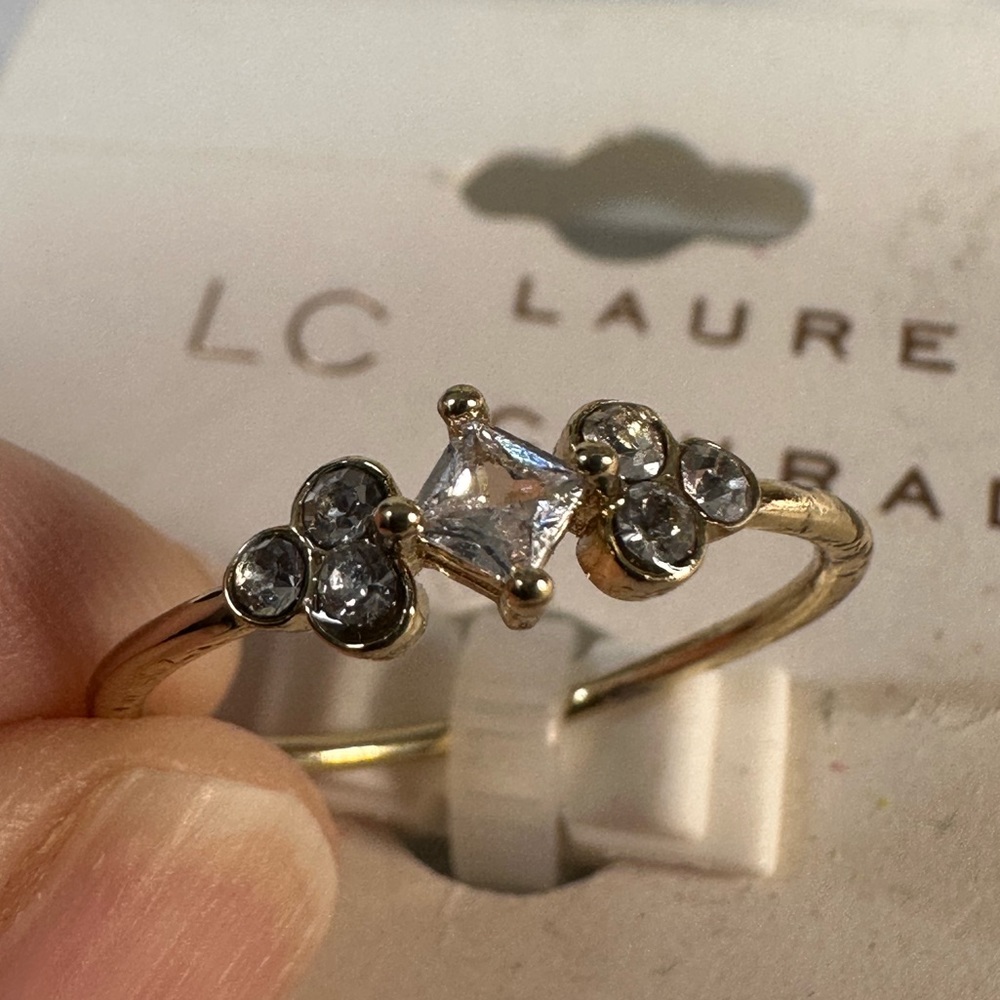 Dainty goldtone CZ ring size 9